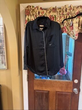 Nike Black Button-Down Shirt with White Piping